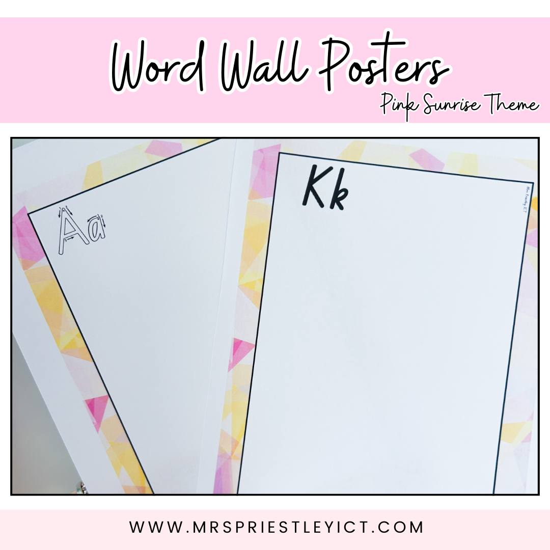 Word wall posters - Pink Sunrise theme