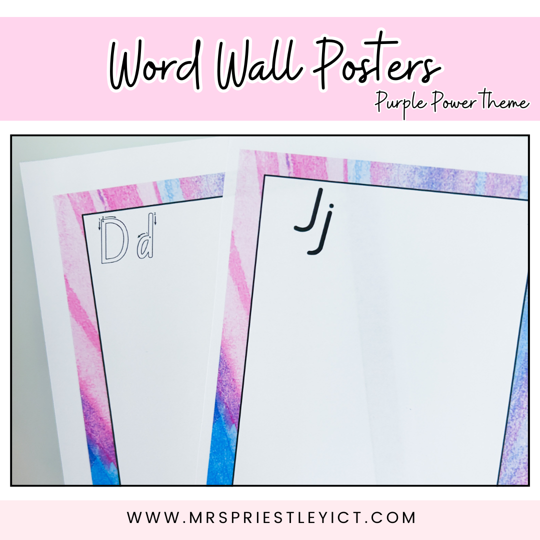 Word wall posters - Purple Power theme