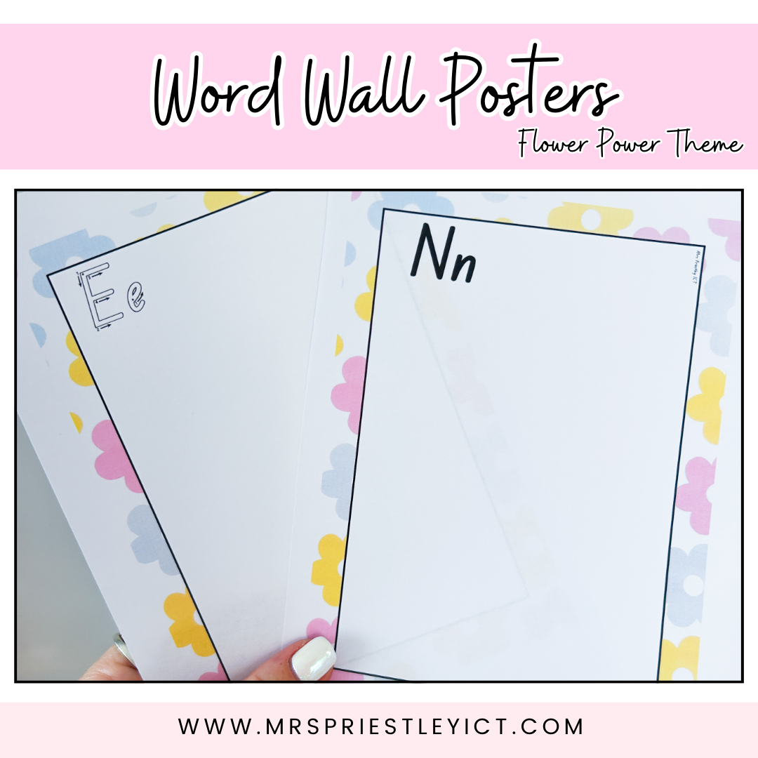 Word wall posters - Flower Power theme