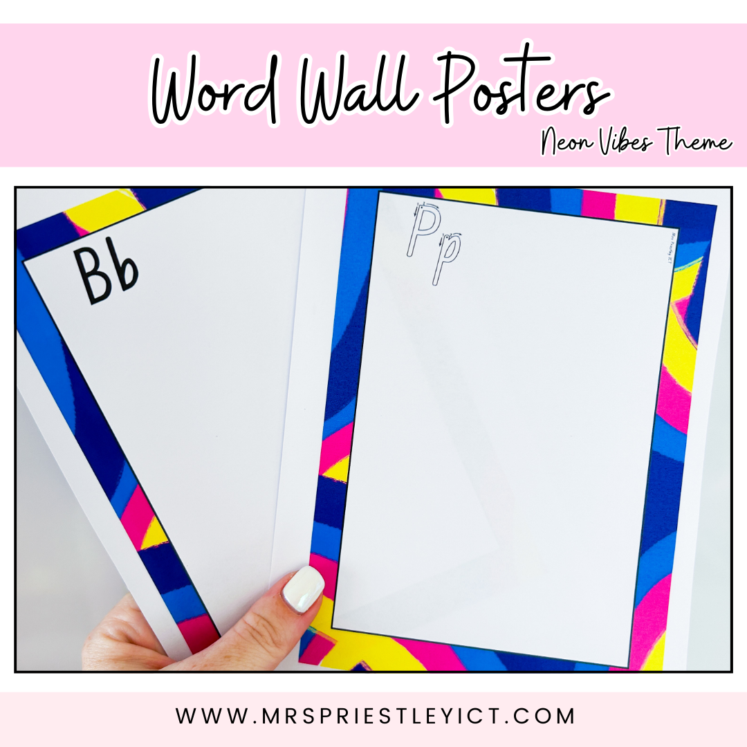 Word wall posters - Neon Vibes theme