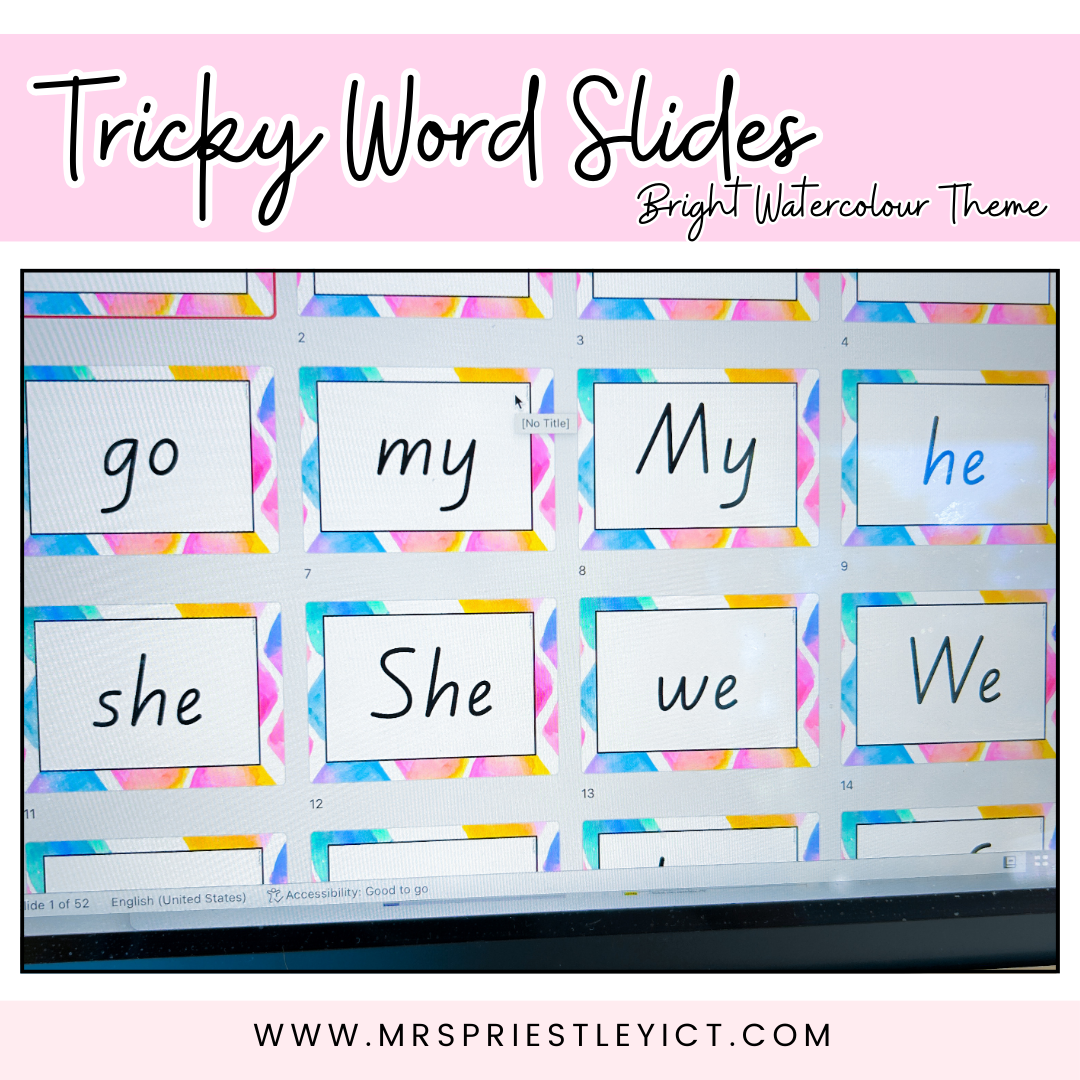 Tricky word slides (bright watercolour theme)