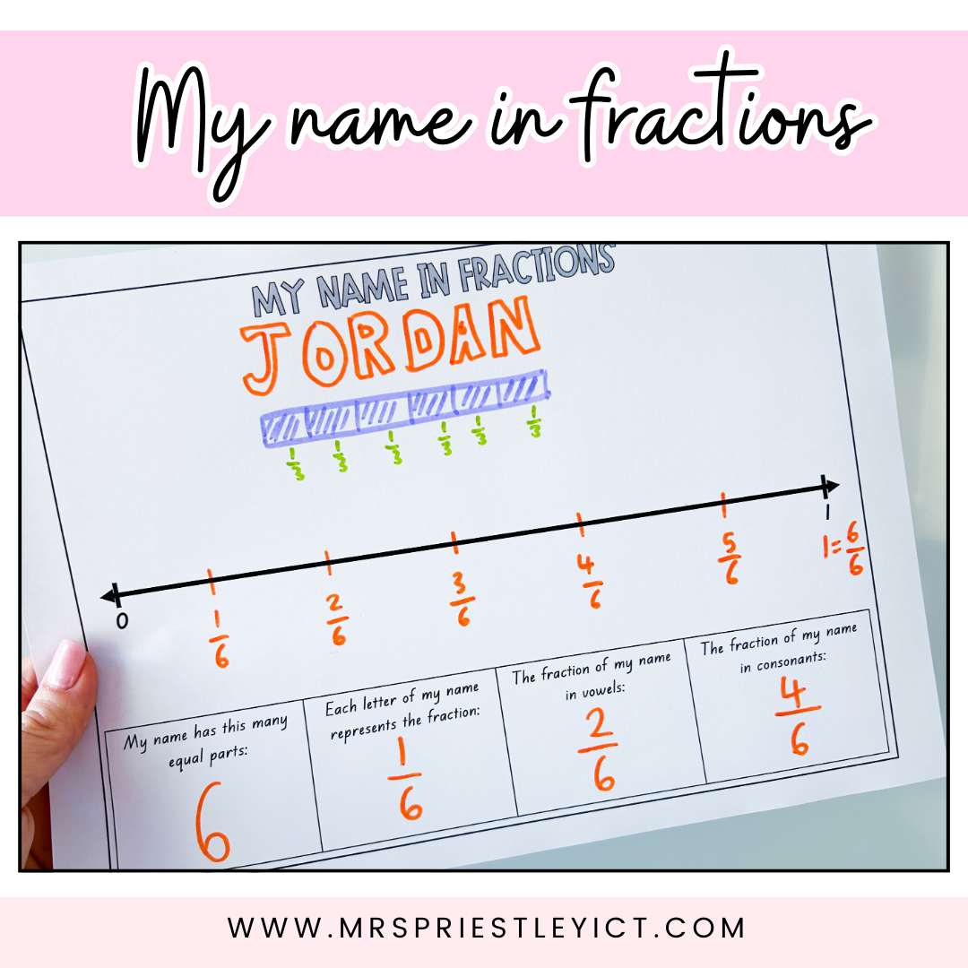 My name in fractions activity