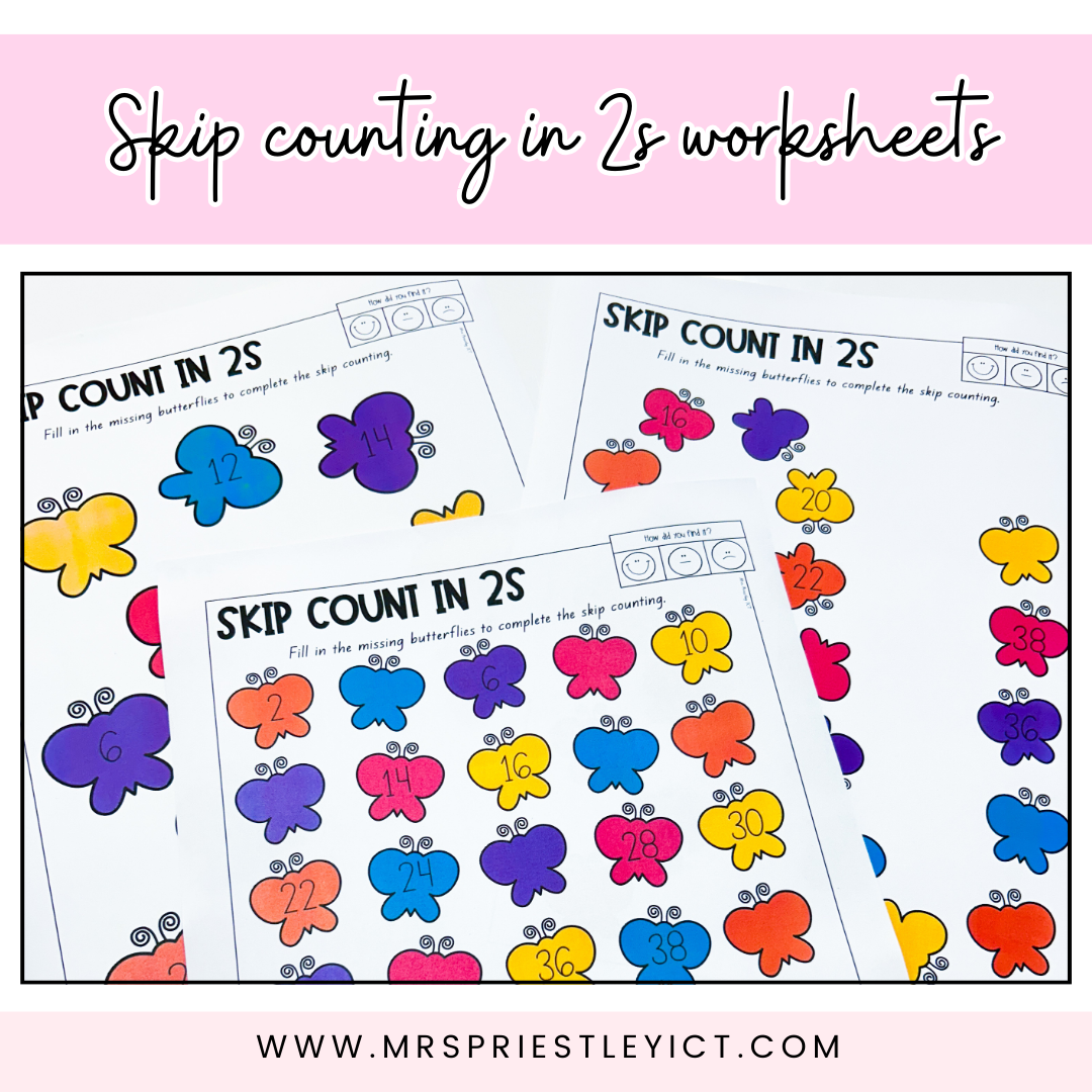 Skip counting by 2s worksheets