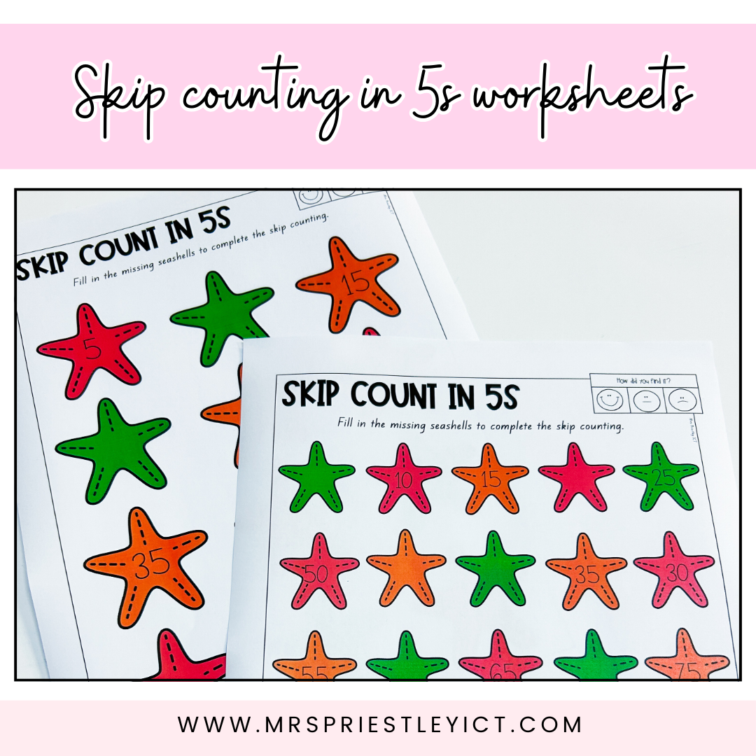 Skip counting by 5s worksheets