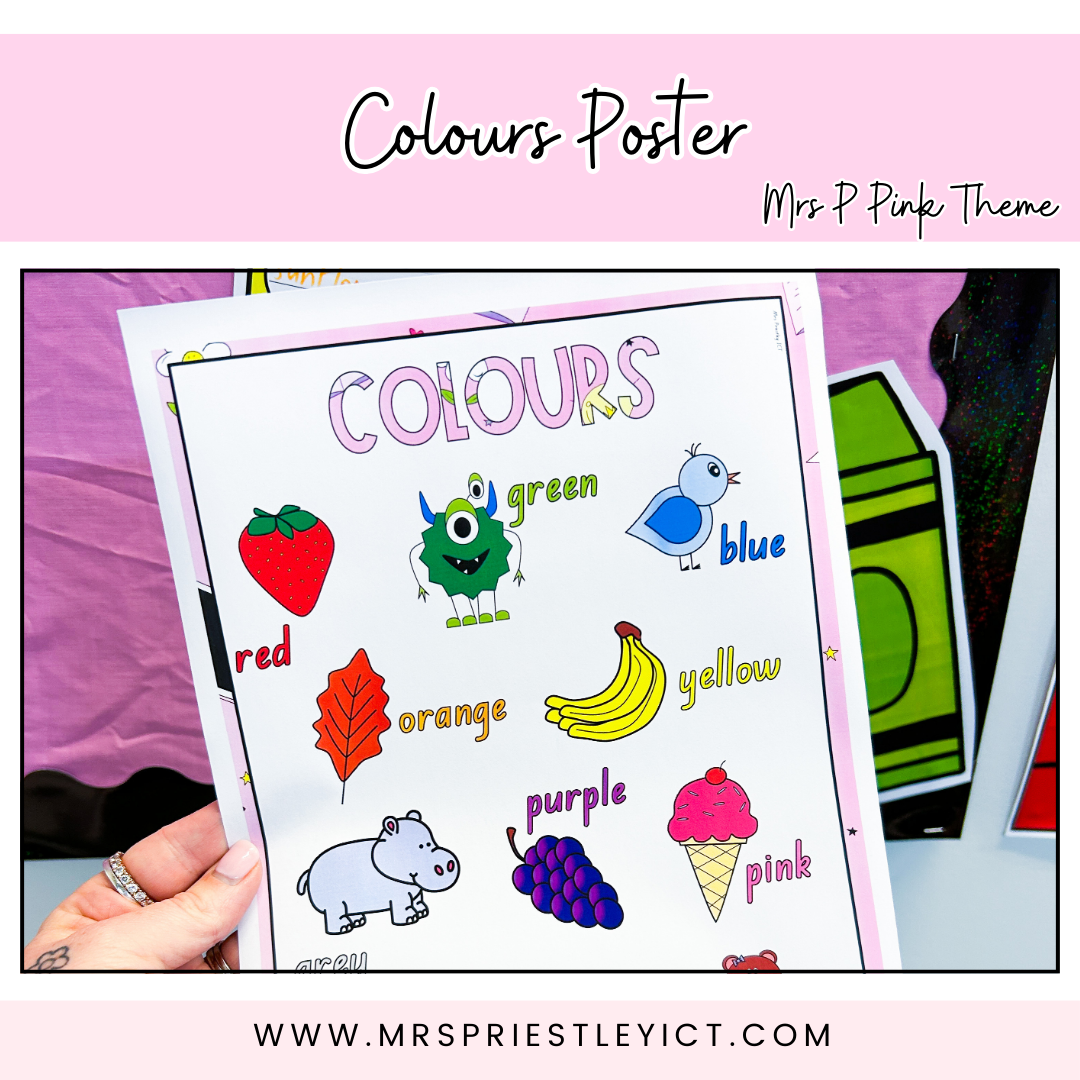 Colours Poster - Mrs P Pink Theme