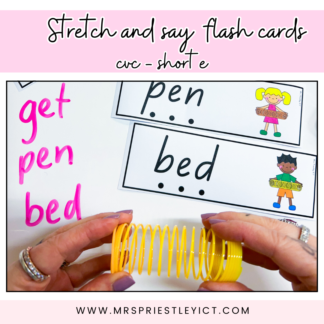 Stretch and say flash cards - cvc (short e)