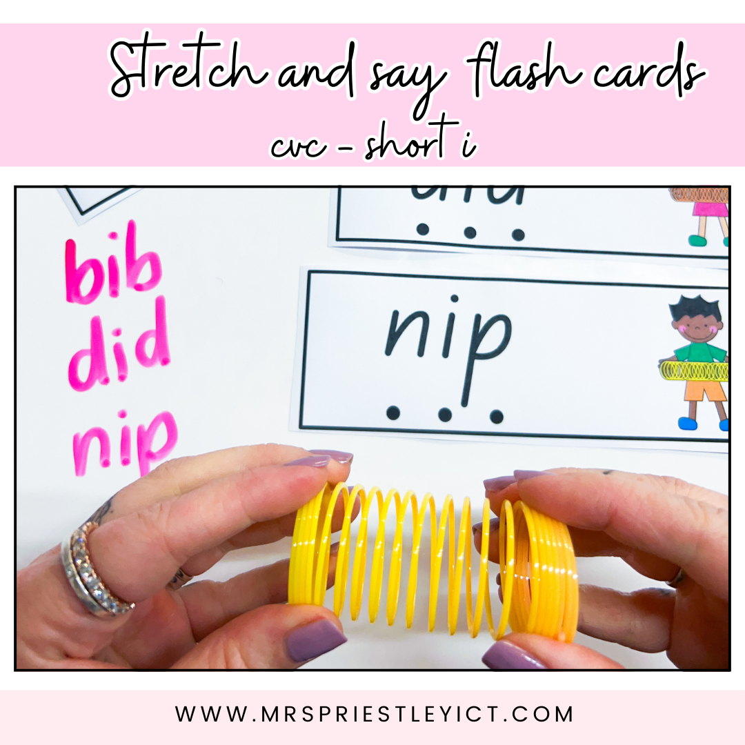 Stretch and say flash cards - cvc (short i)