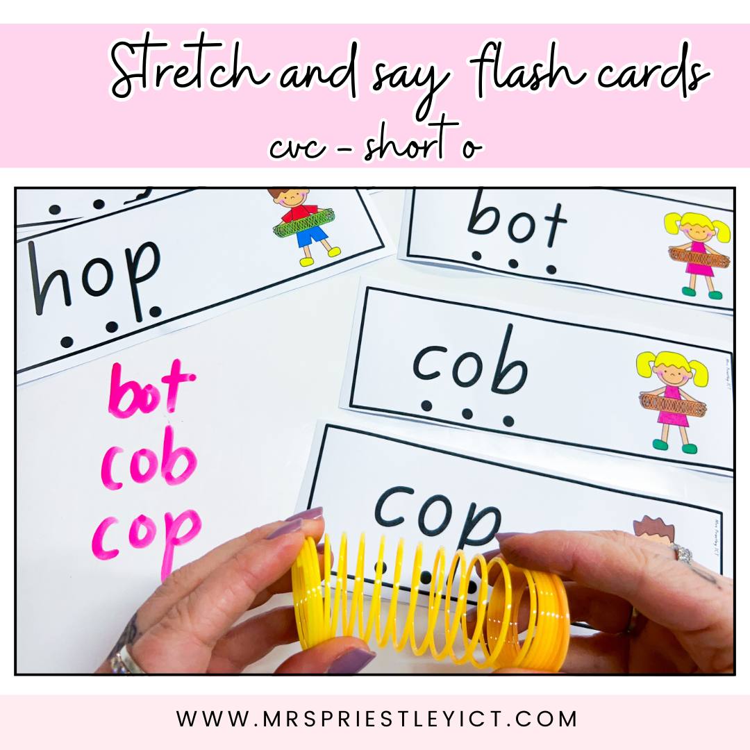 Stretch and say flash cards - cvc (short o)