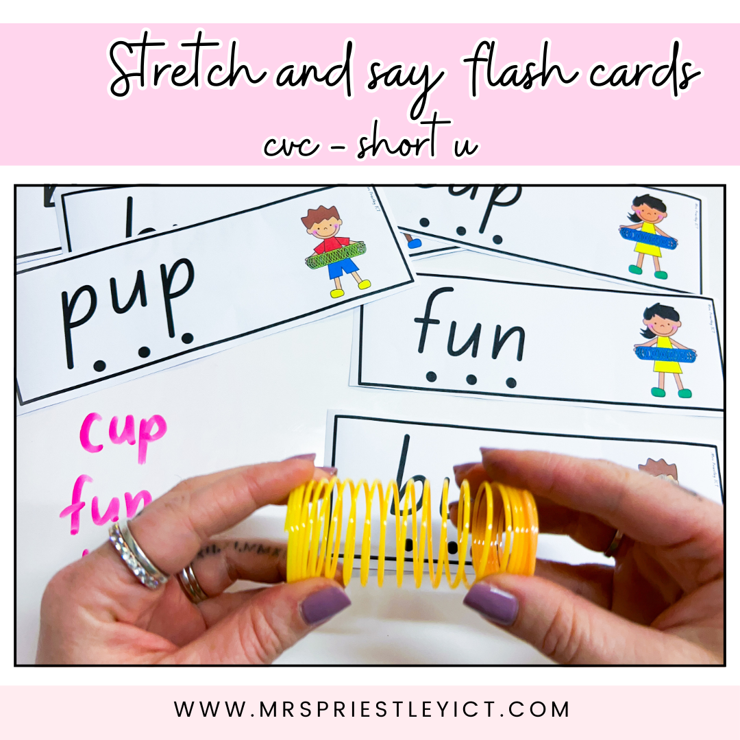 Stretch and say flash cards - cvc (short u)