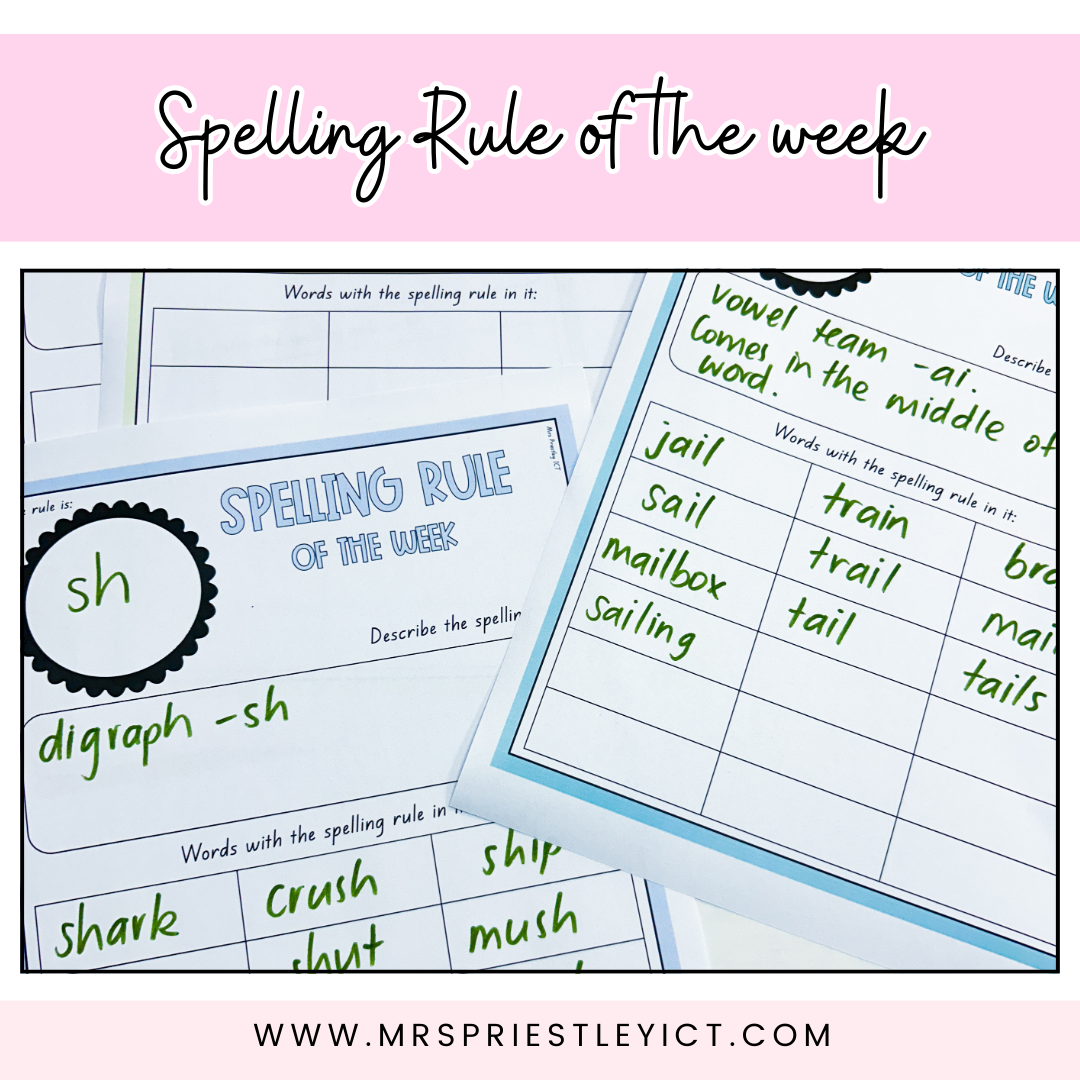 Spelling rule of the week brainstorm chart