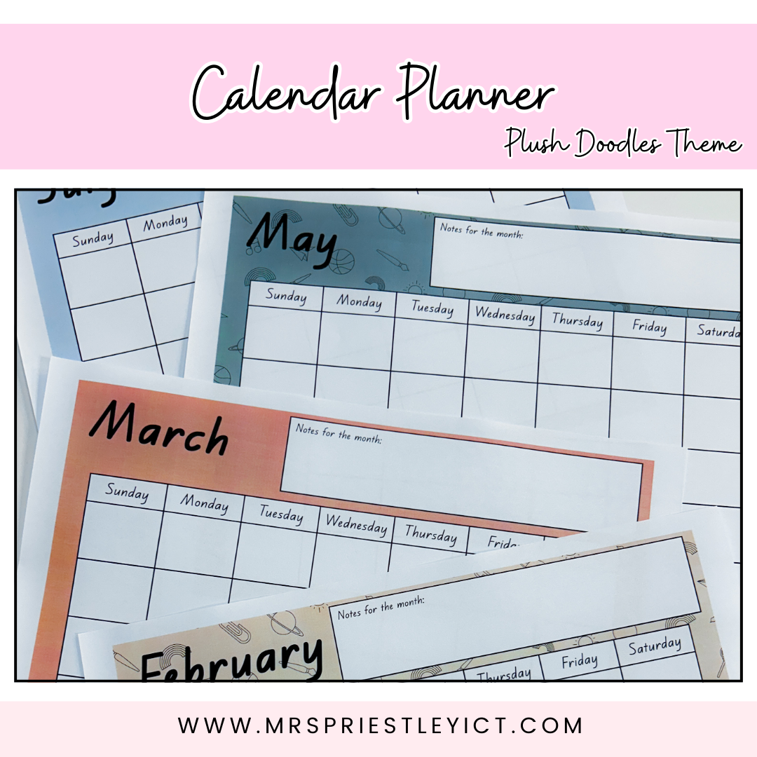 Calendar planner (Plush Doodles theme)