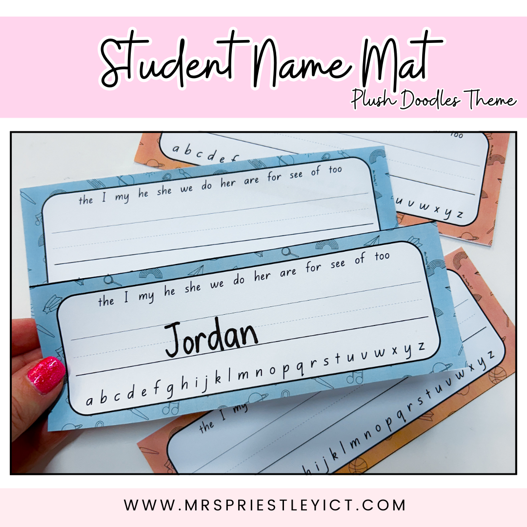 Student name mat (plush doodles theme)