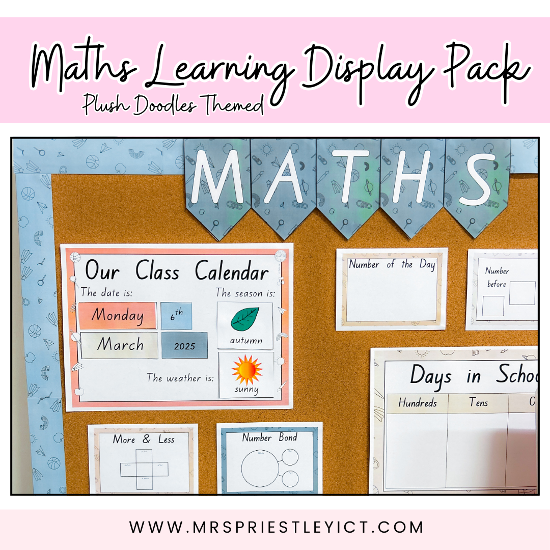 Maths Learning Display Pack (plush doodles themed)