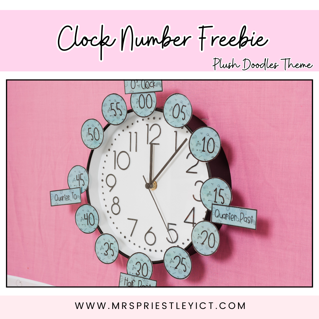 Clock number freebie - plush doodles