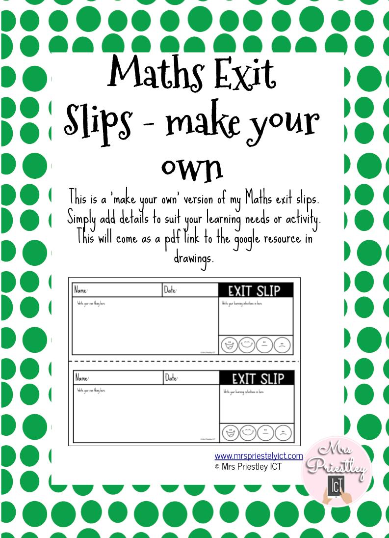 Maths exit slip - make your own