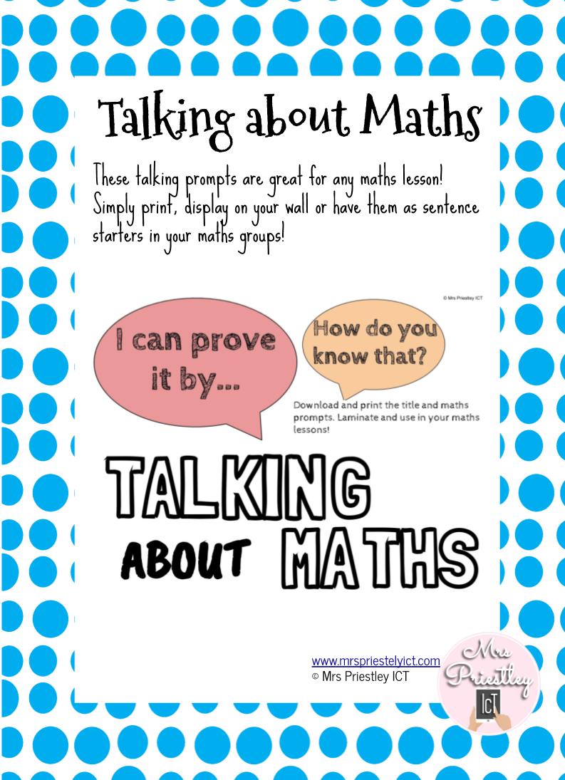 Maths reflection prompts