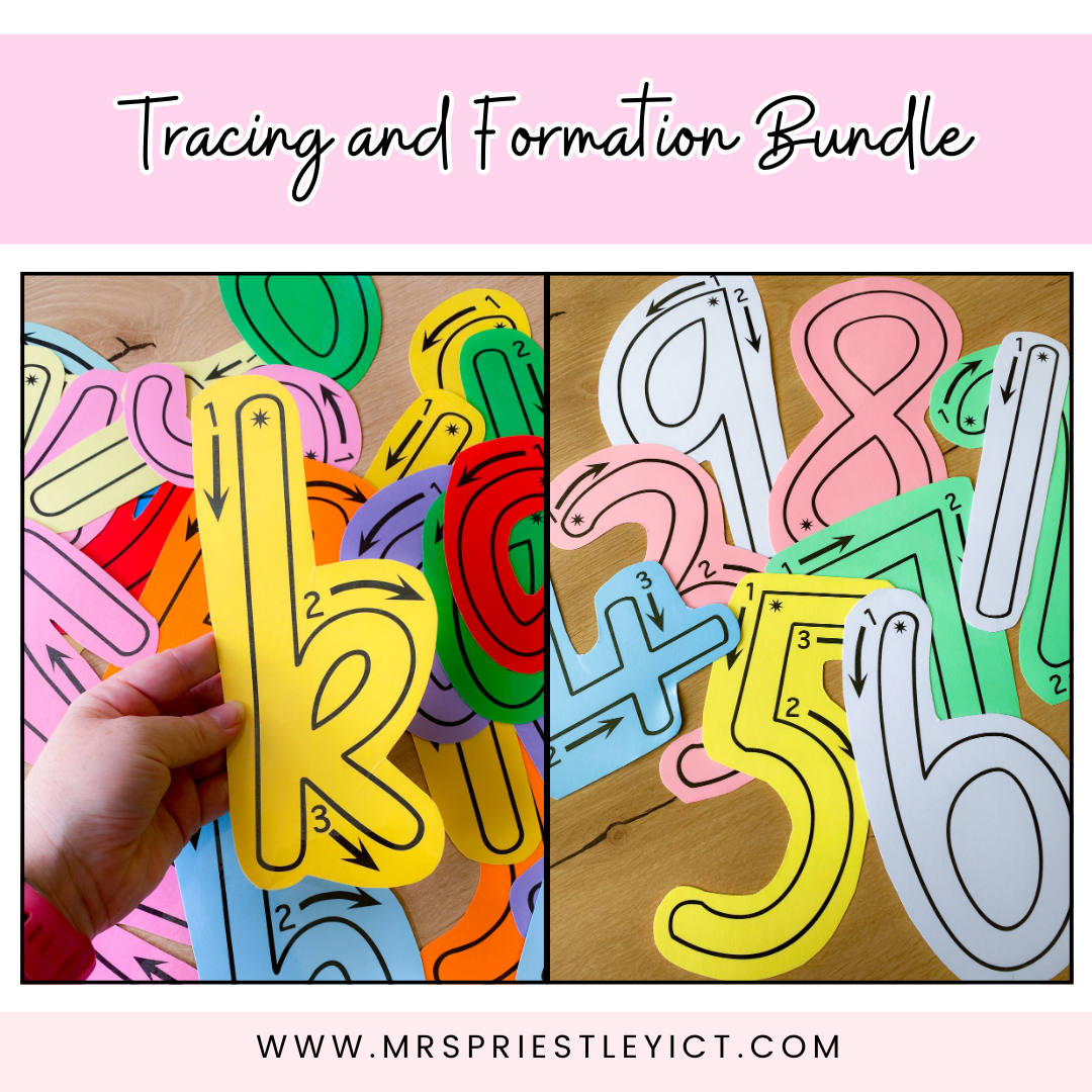 Letter and numbers tracing formation bundle