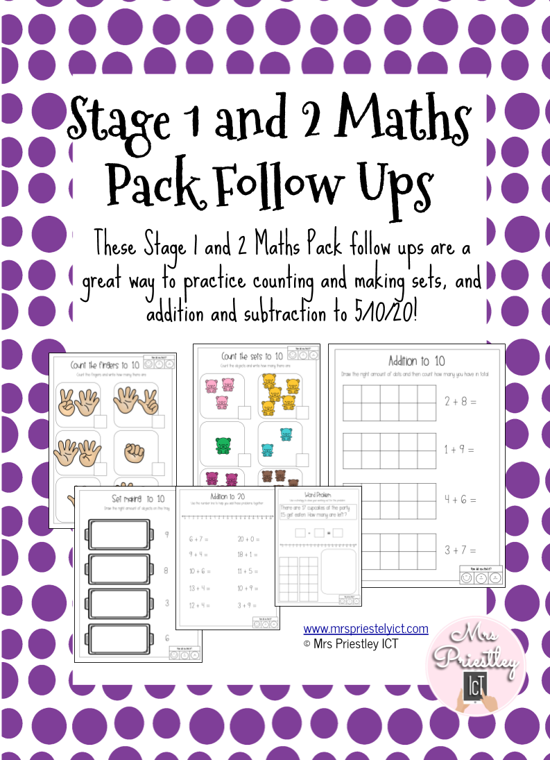 Stage 1 and 2 Maths Pack Follow Ups