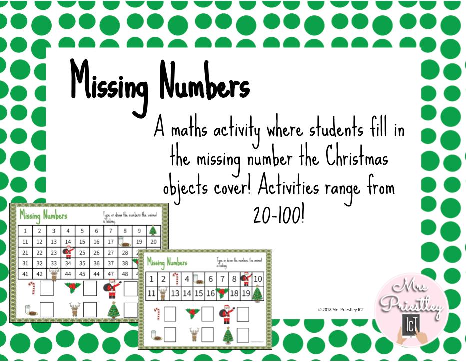 Christmas themed missing numbers