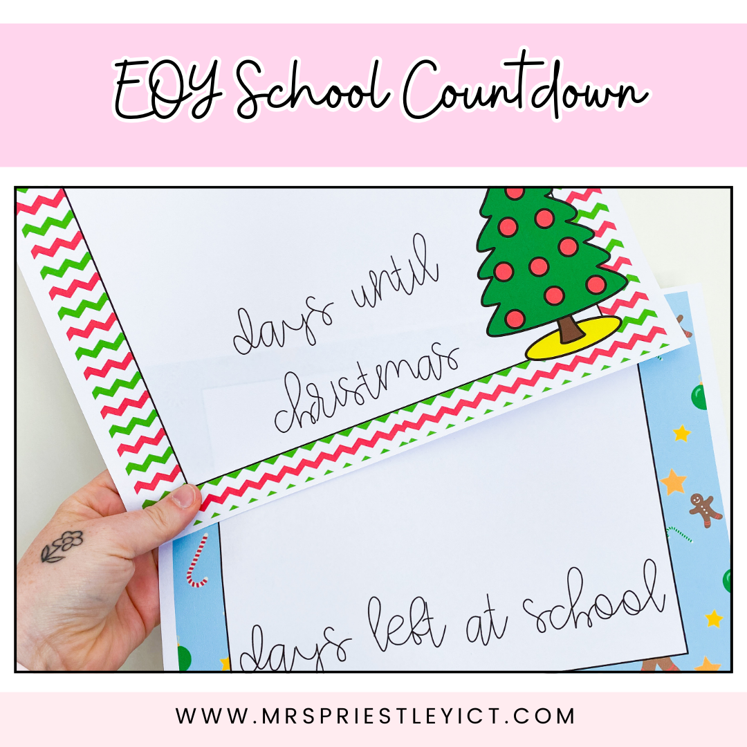 Days until Christmas/School paper countdown