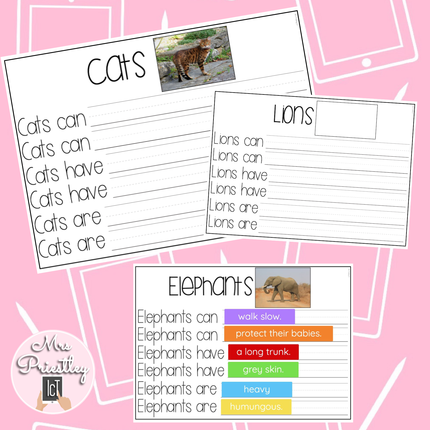 Animal Writing Templates (beginners with sentence frames)