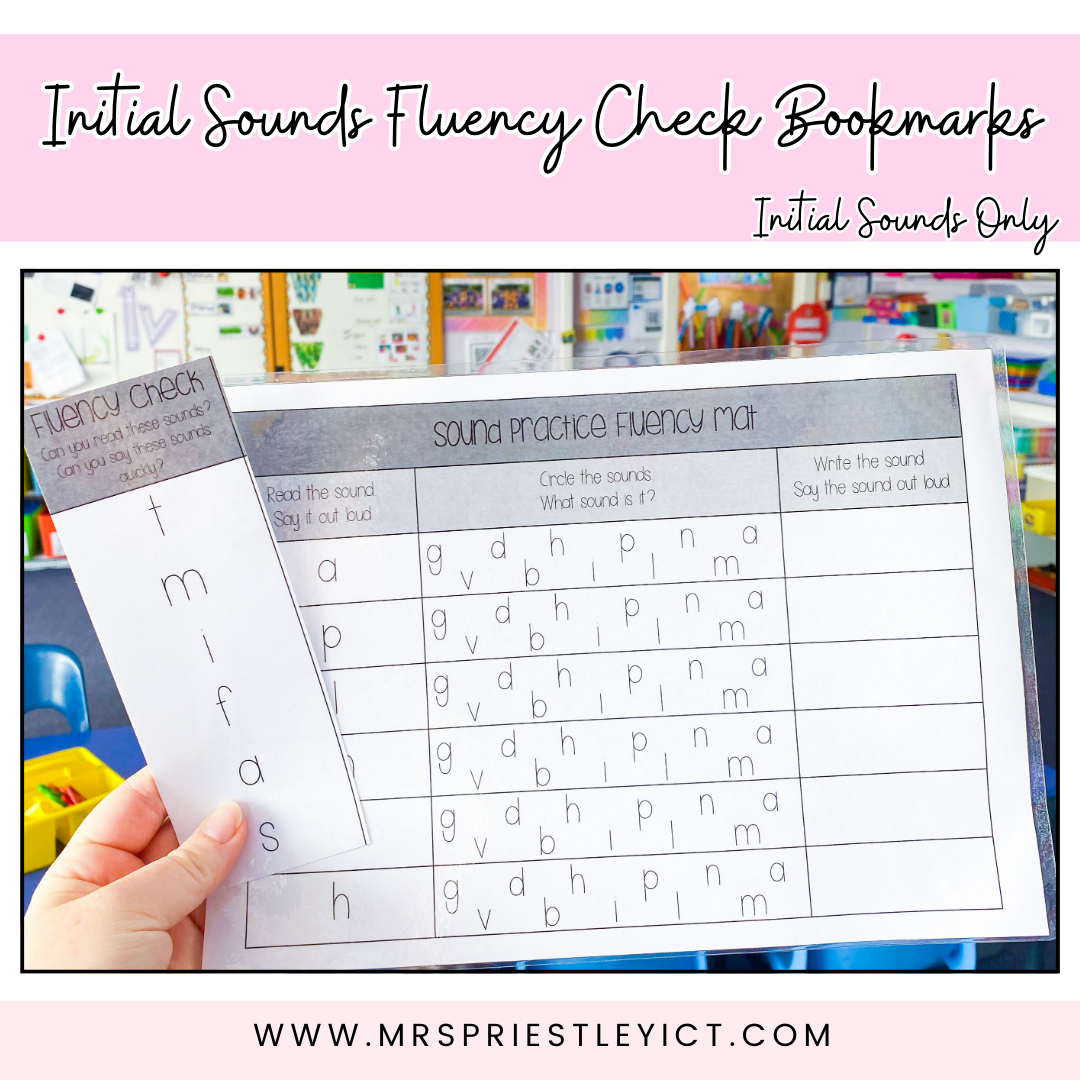 Initial Sounds Fluency check bookmarks