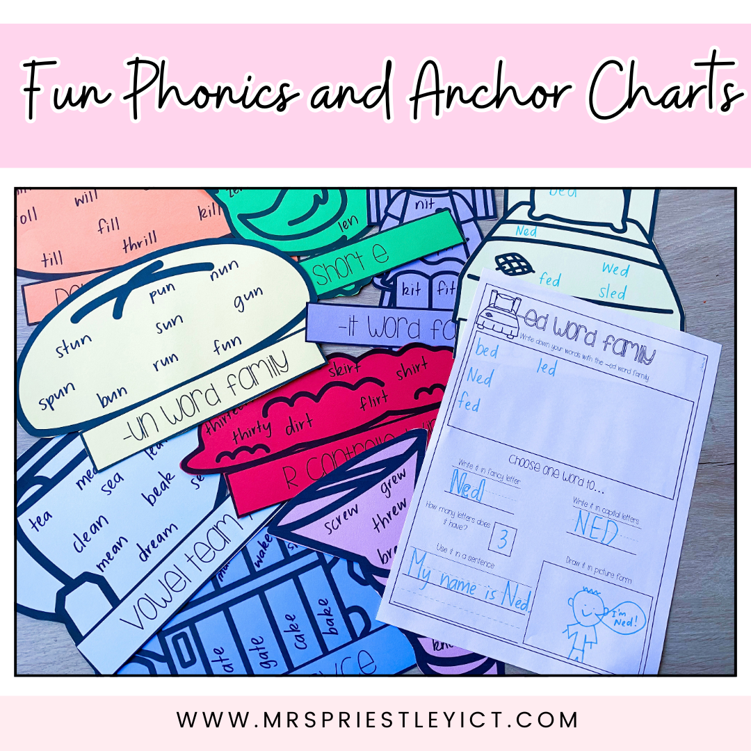 Fun phonics anchor charts and worksheets