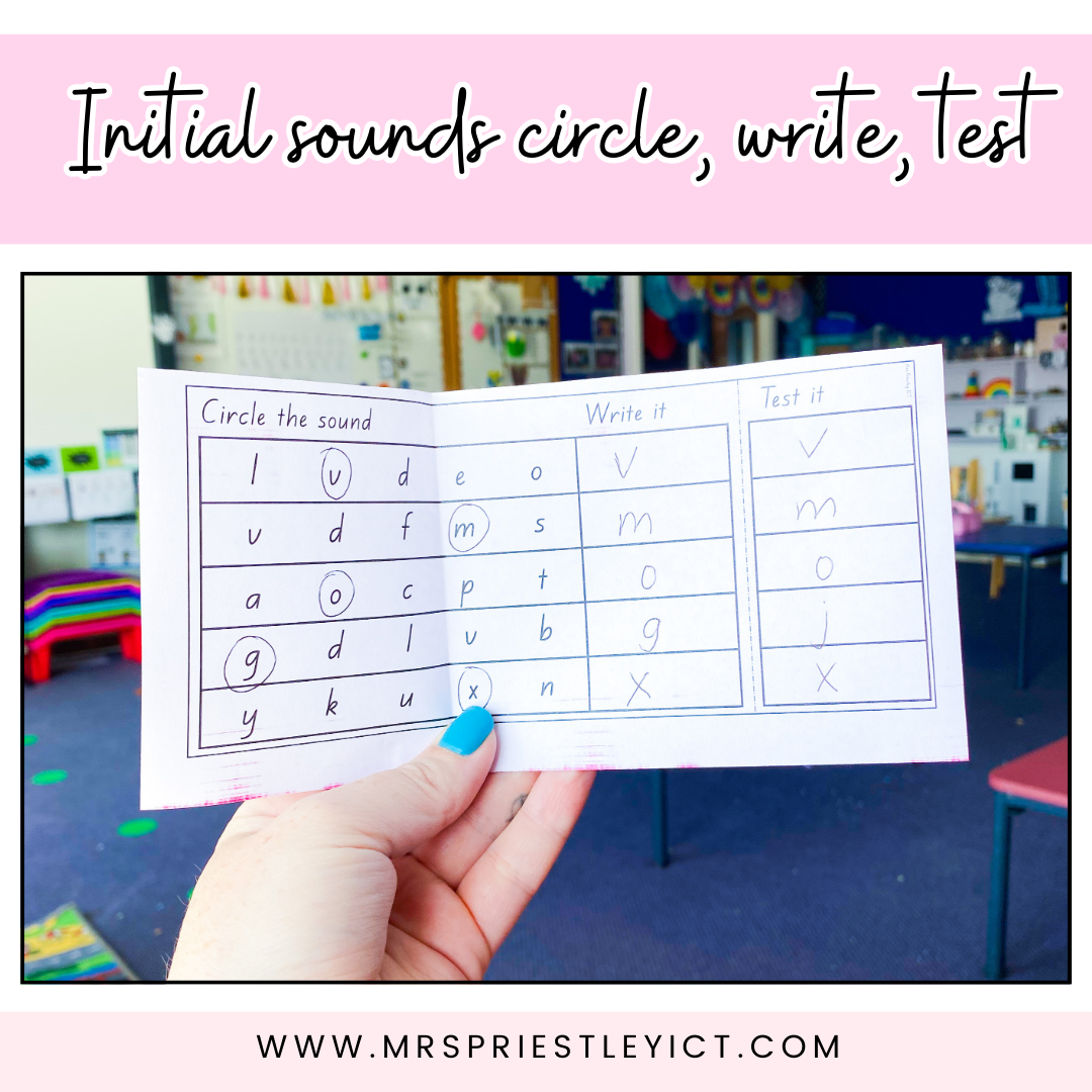 Initial sounds circle, write, test