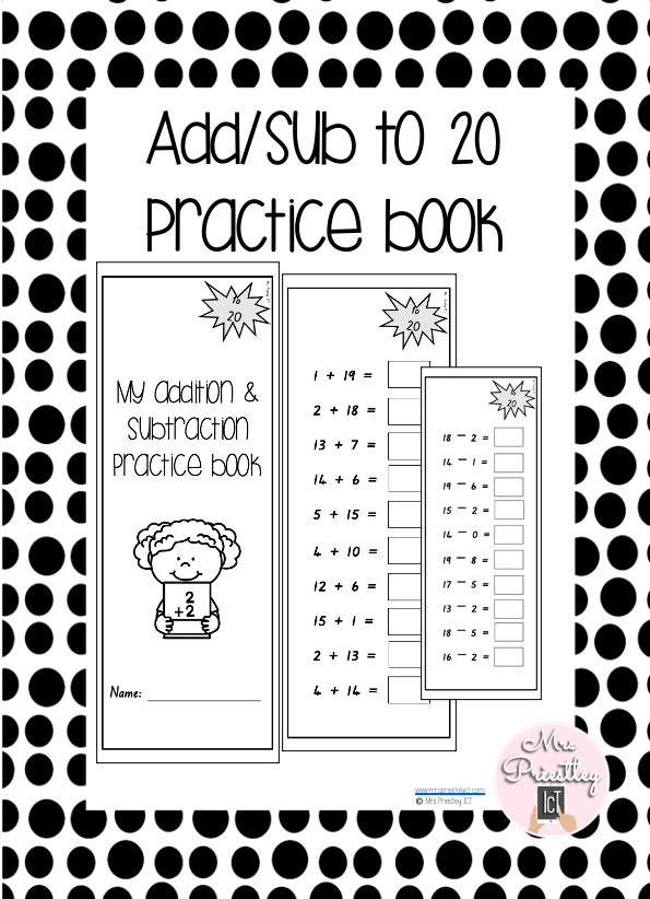 Addition & Subtraction to 20 Practice Book