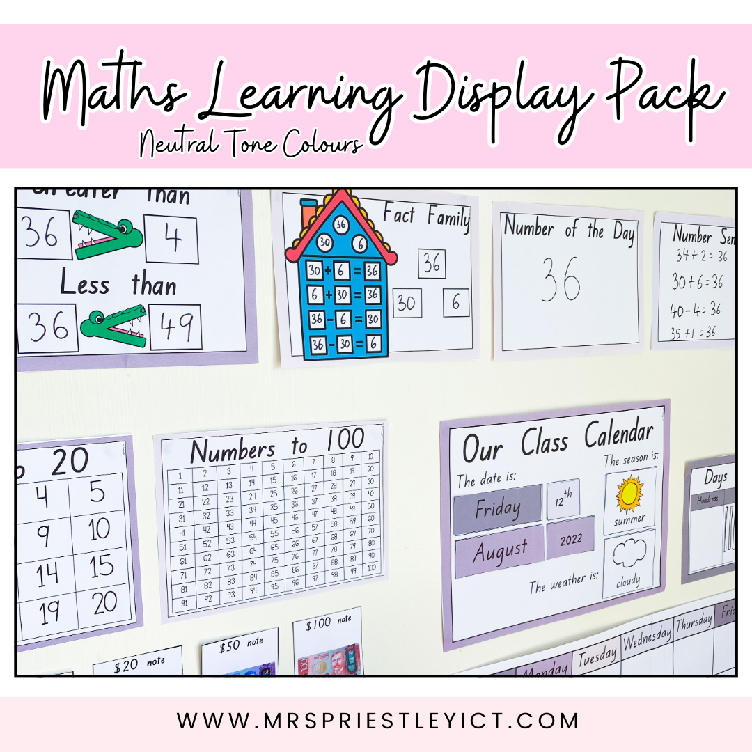 Maths Learning Display Pack (neutral tone colours)