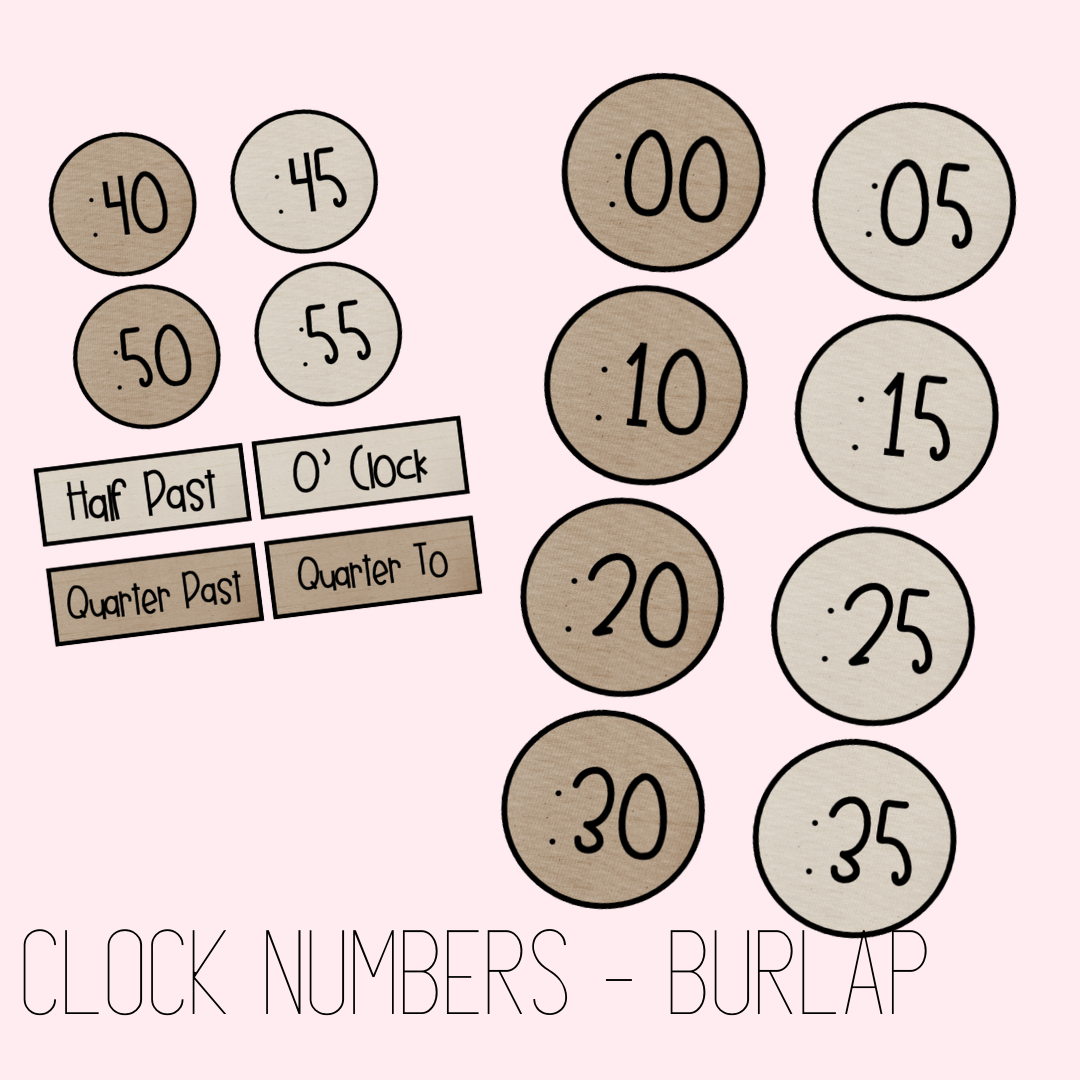 Clock number freebie - burlap