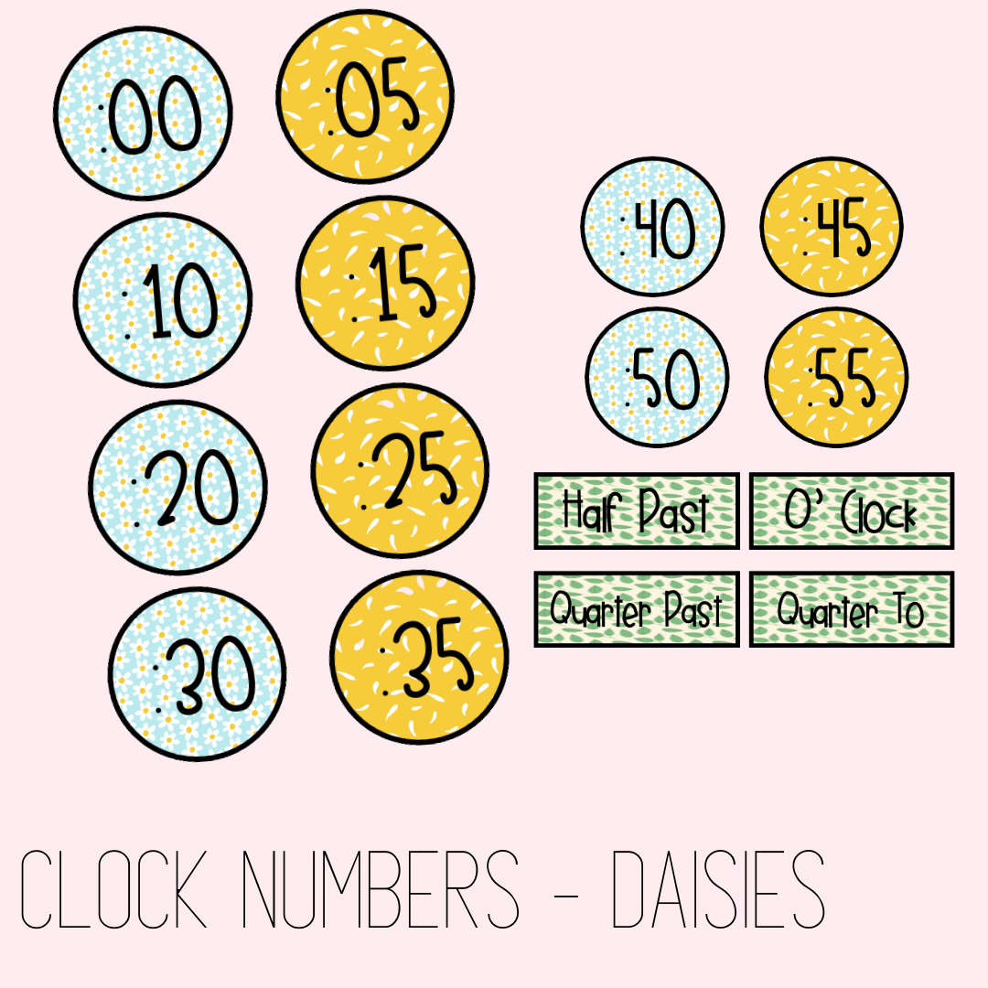 Clock number freebie - daisies