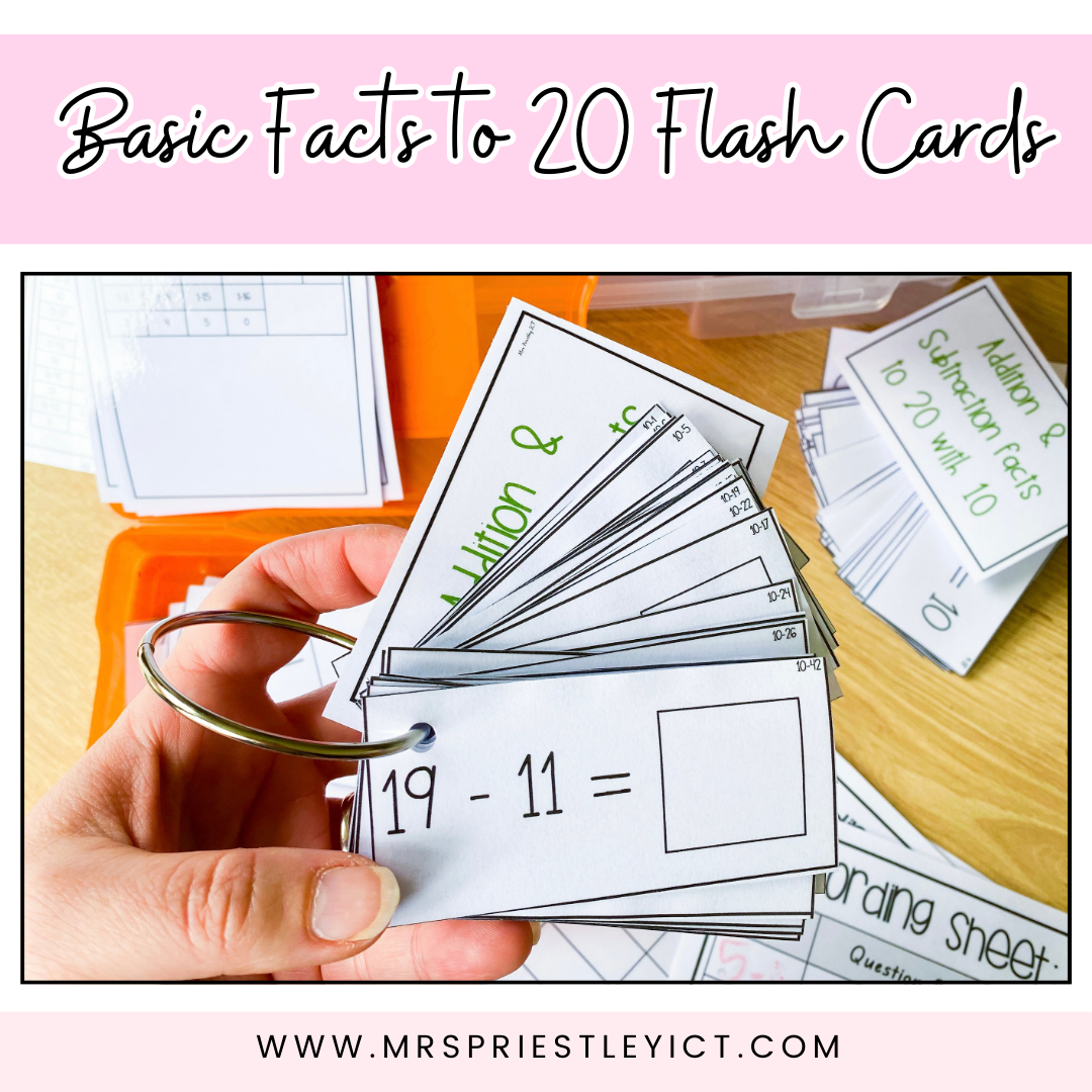 Basic facts to 20 flash cards pack