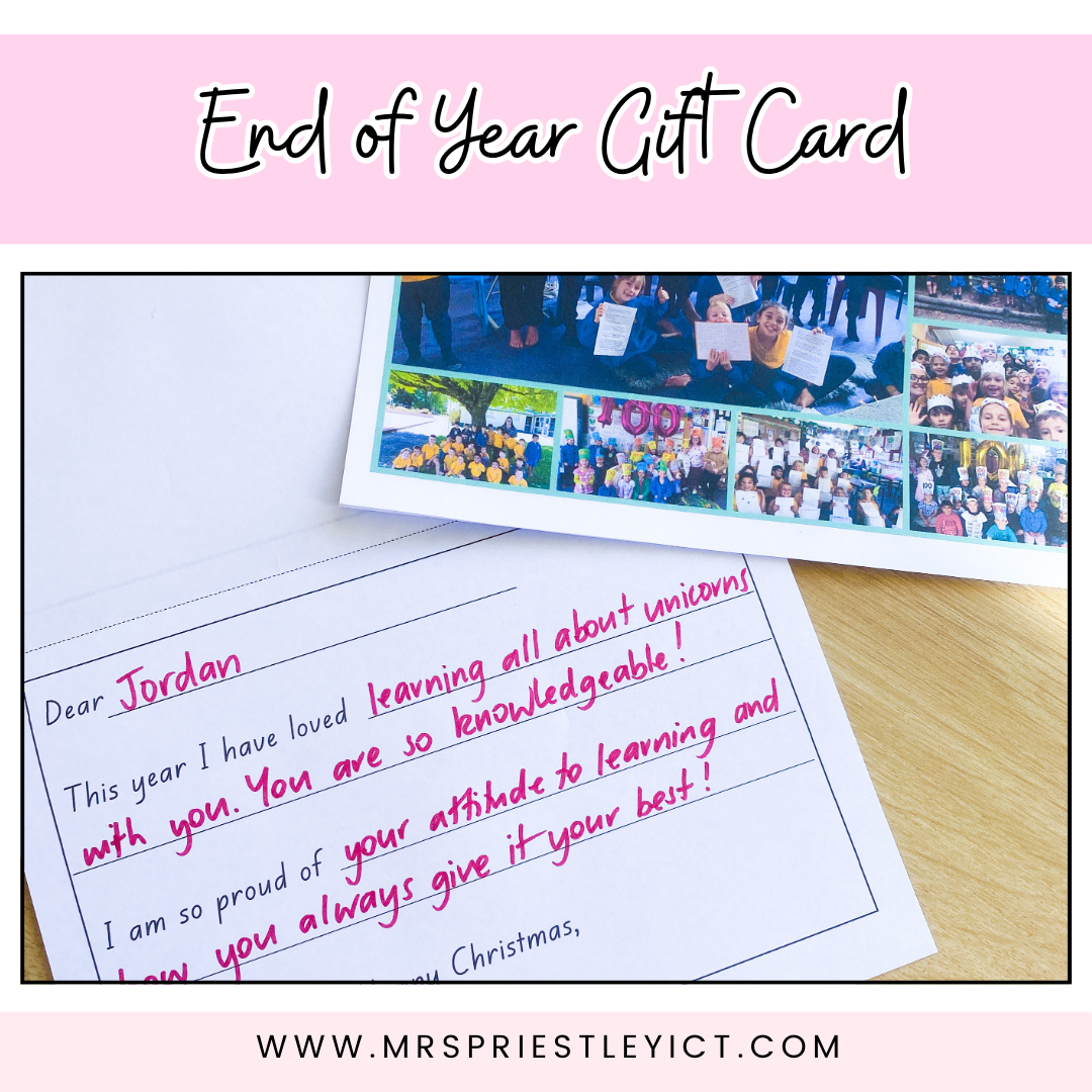 End of year gift card