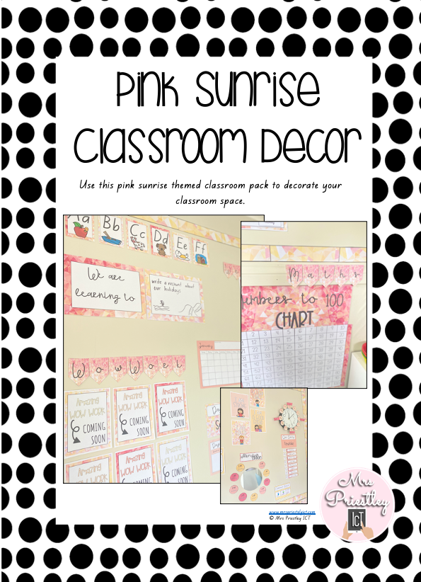 Pink Sunrise Classroom Decor