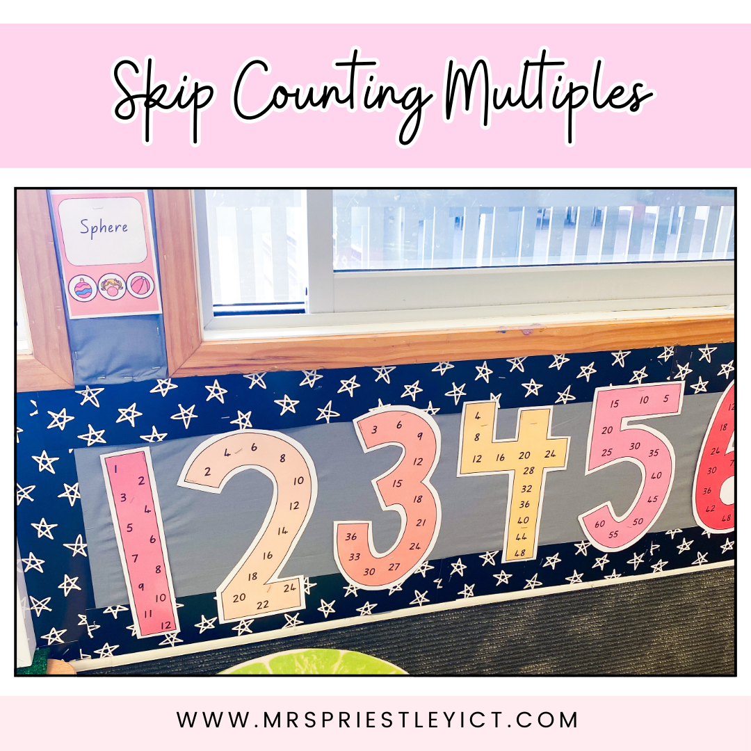 Skip counting multiples- pink sunrise themed