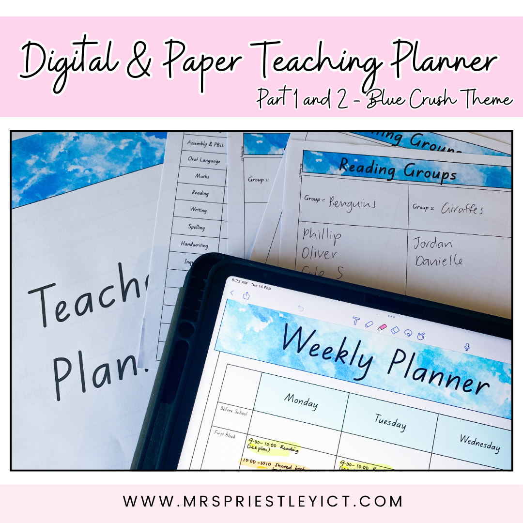 Digital & Paper Teaching Planner (Part 1 & Part 2) - Blue Crush theme