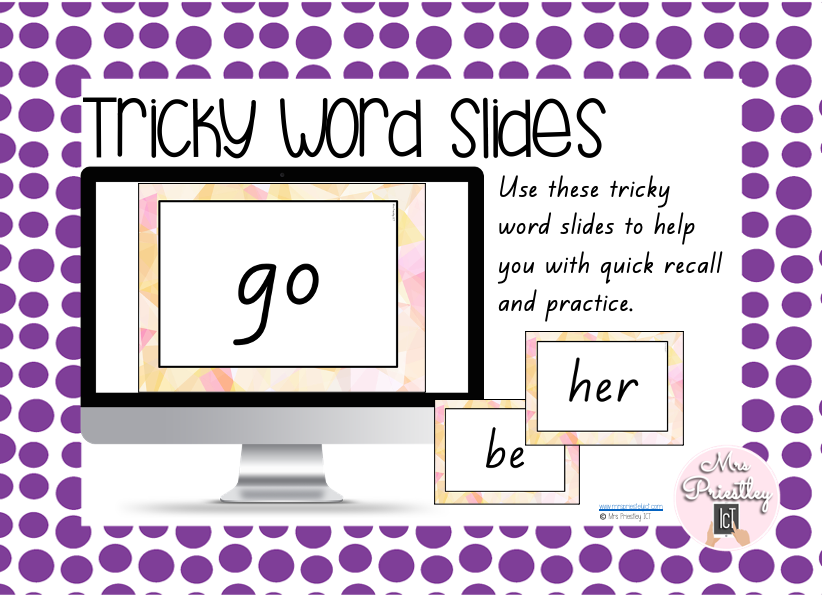 Tricky word slides (pink sunrise theme)