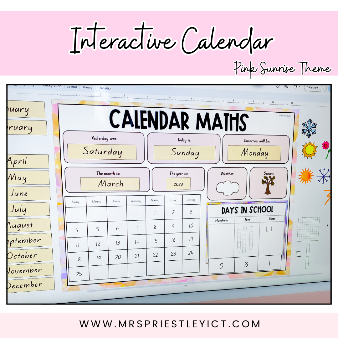 Interactive Calendar (Pink Sunrise)