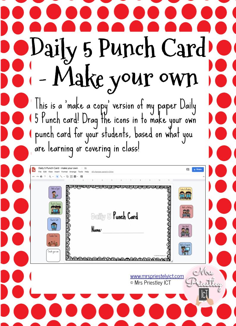 Daily 5 punch card - make your own