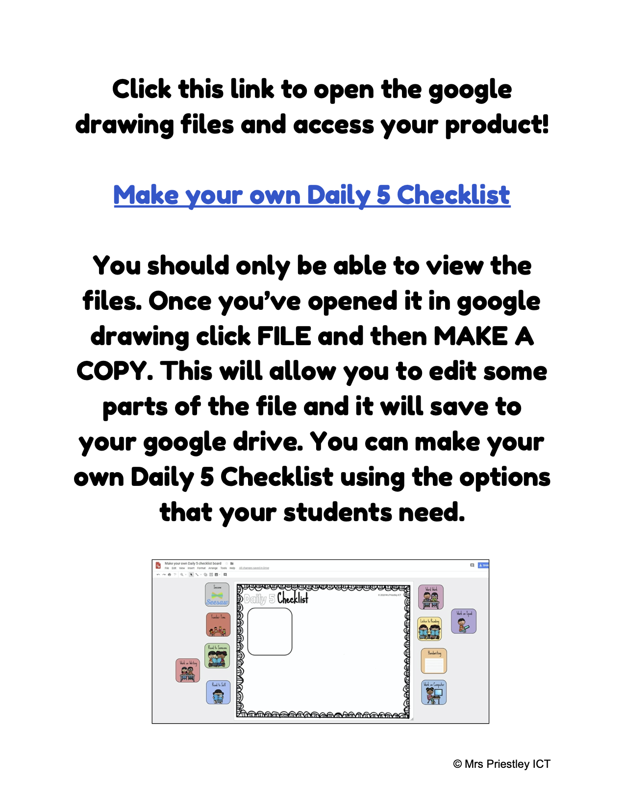 Daily 5 Checklist - make your own