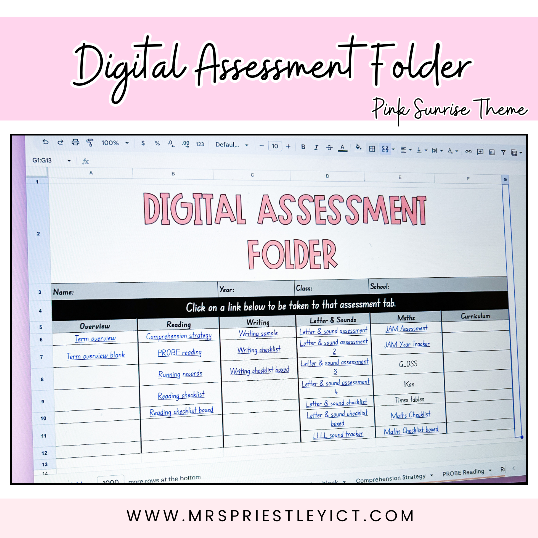 Digital Assessment Folder (Pink Sunrise theme)