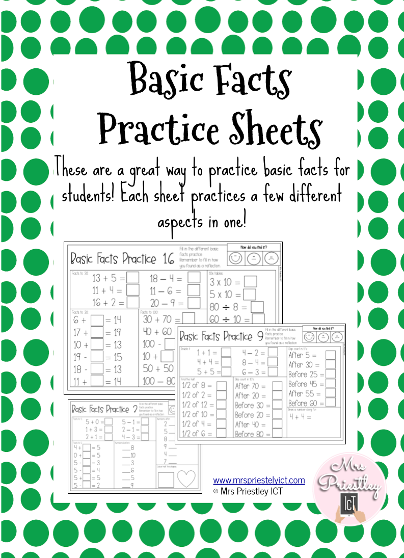 Basic Facts Practice Sheets